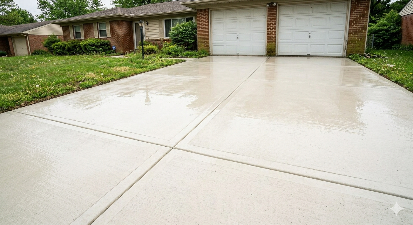Driveway after power washing