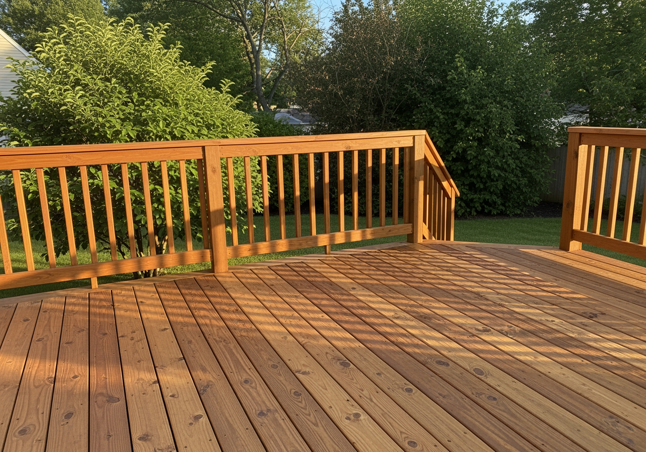 The same deck after cleaning, with warm restored wood grain